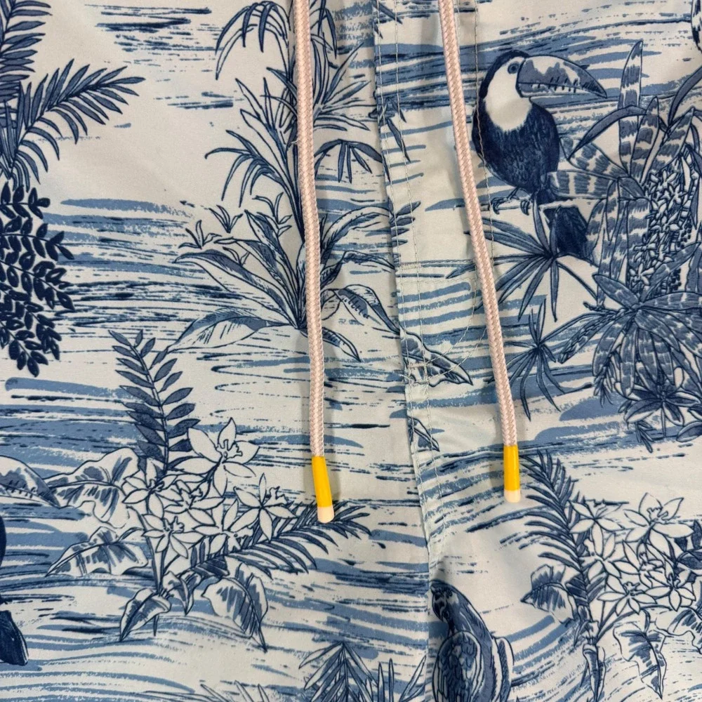 Tommy Bahama Tropical Lined Swim Shorts Men's Size XXL Blue White‎ Swim Trunks